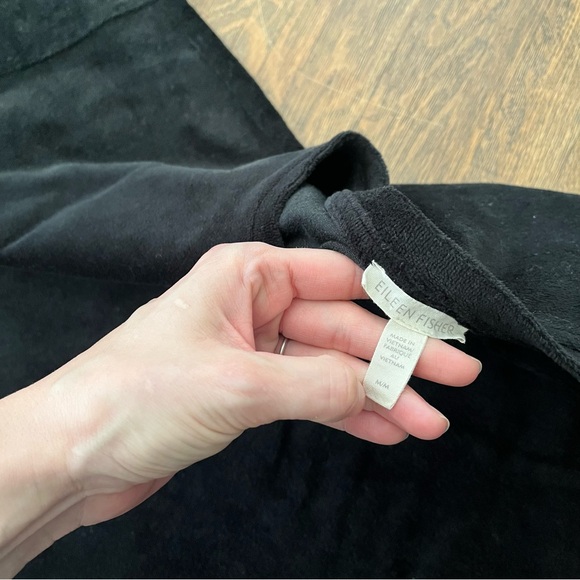 Eileen Fisher Cotton Velour Crew Neck Long Top Boxy Fit Black Sz Medium - Picture 8 of 8